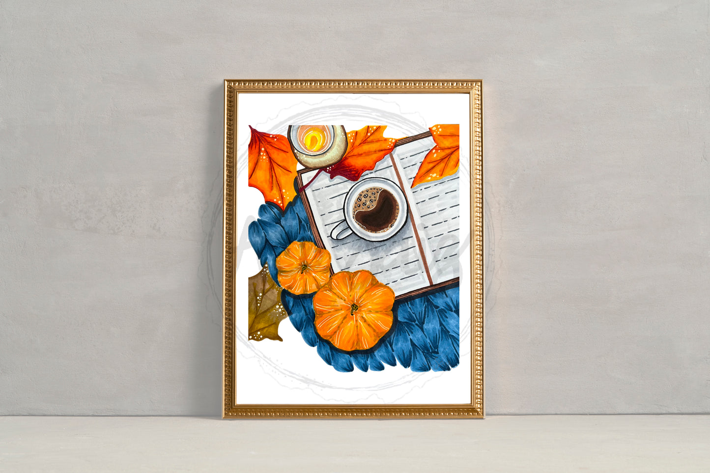 Suéter azul en otoño