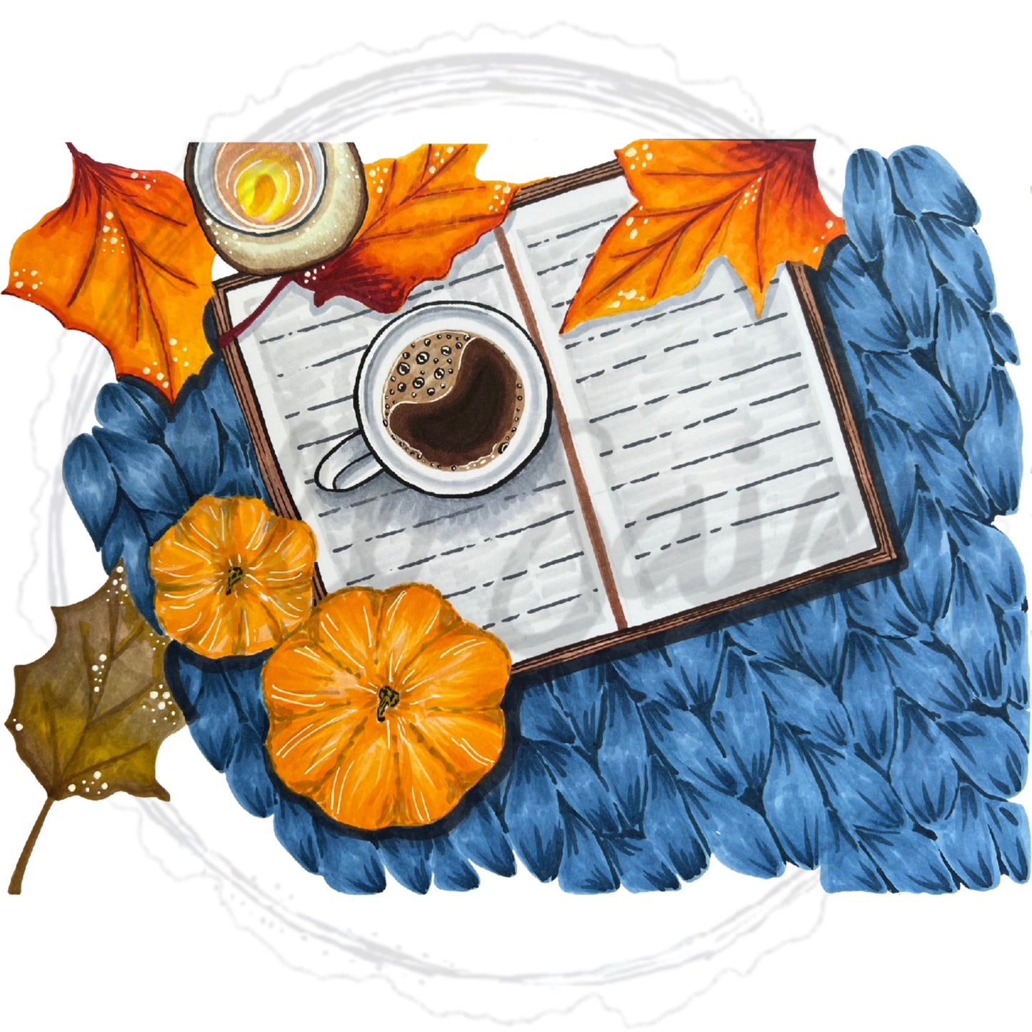 Suéter azul en otoño