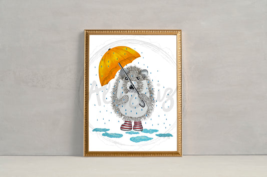 Hedgehog in the rain